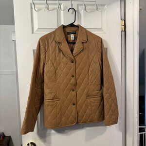 Women's Jones New York tan quilted genuine leather jacket. Size medium.
